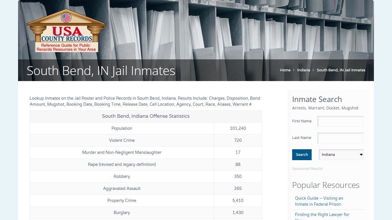 South Bend, IN Jail Inmates | Name Search